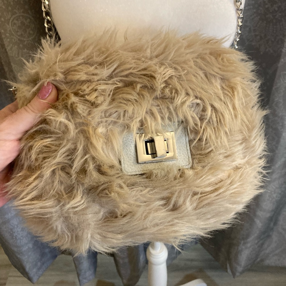 Tan Furry H&M Purse w/Chain Strap. Fair Condition.